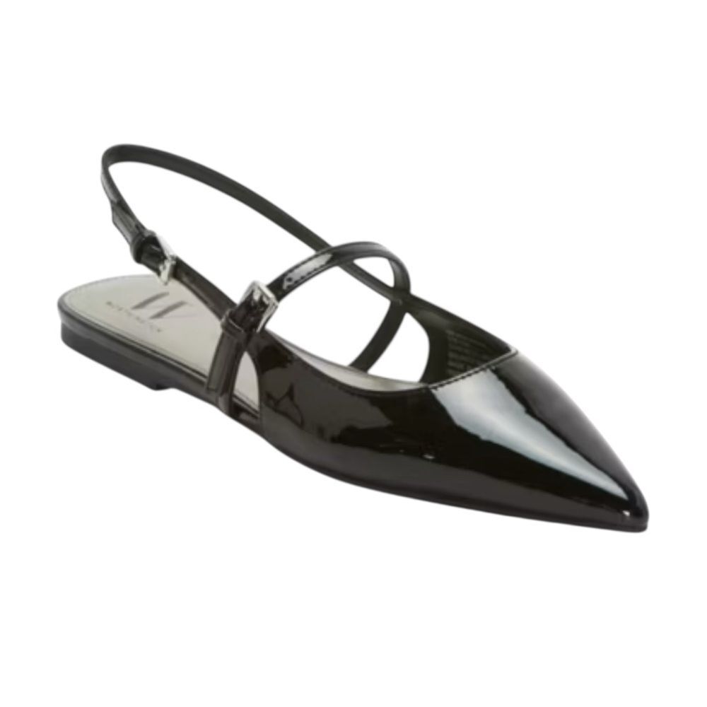 🌟 Worthington KHLOE Black Patent Pointed Closed Toe Ballet Flats